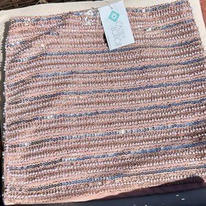 English Rose pearl and sequin mini skirt, small